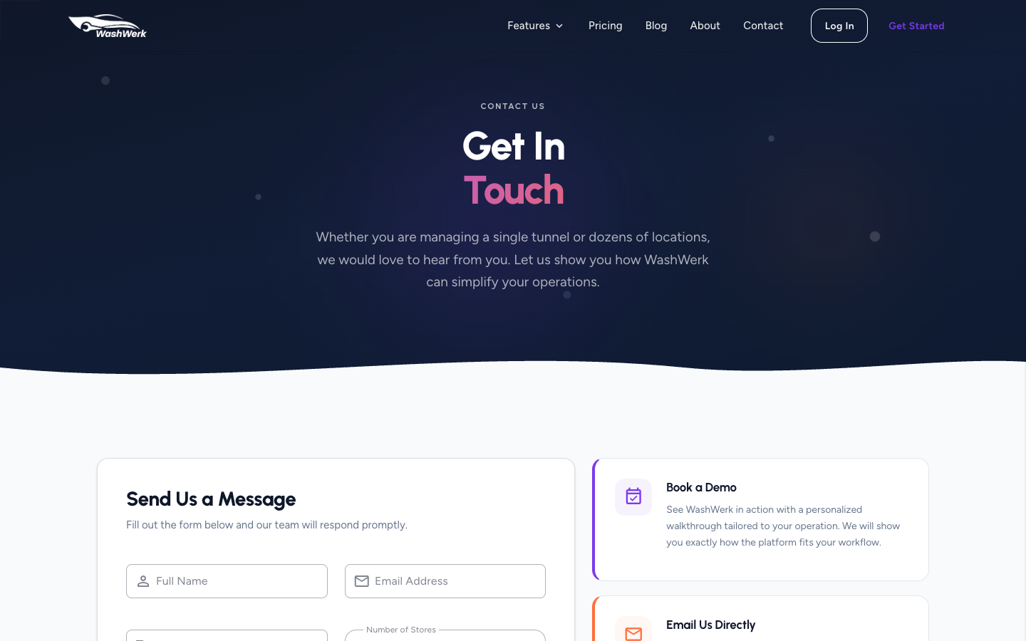 Public contact form with the Send Message button