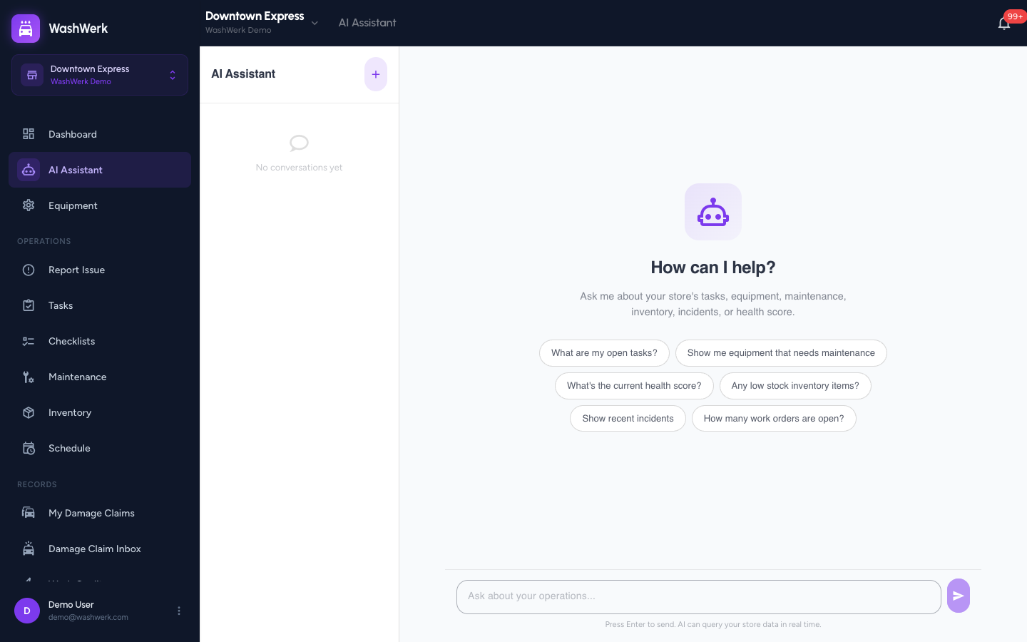 Conversation list with new-conversation and delete controls