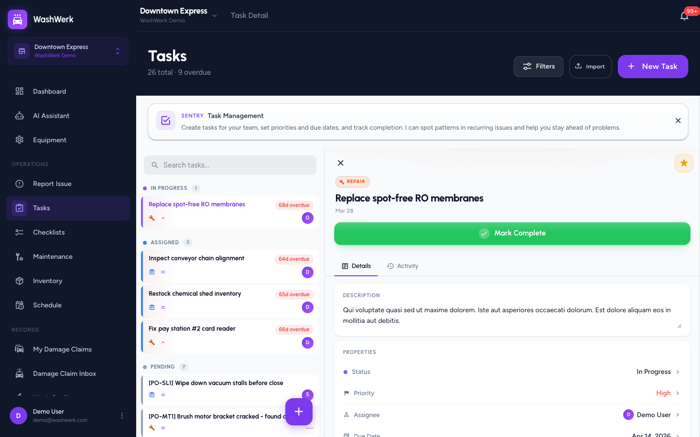 Follow star button in the task detail header