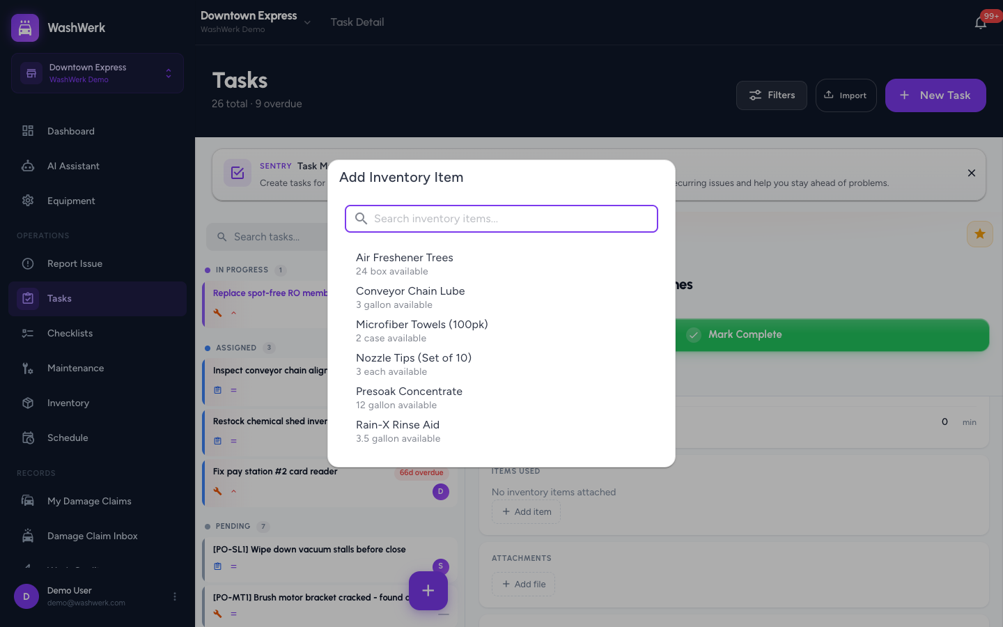 Add inventory item dialog searching store inventory