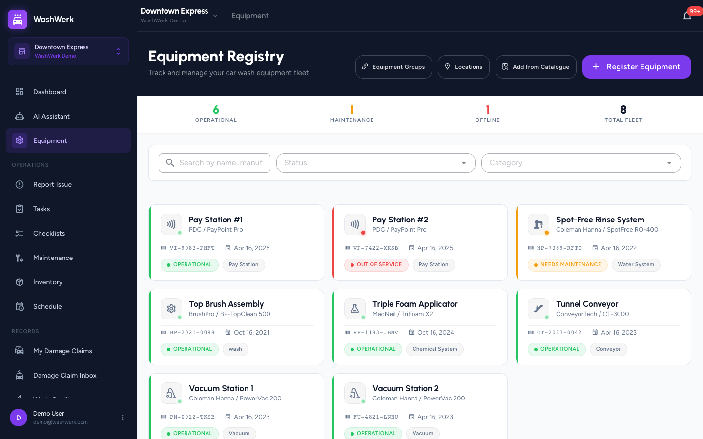 Equipment catalogue search wizard for adding equipment from the shared catalog