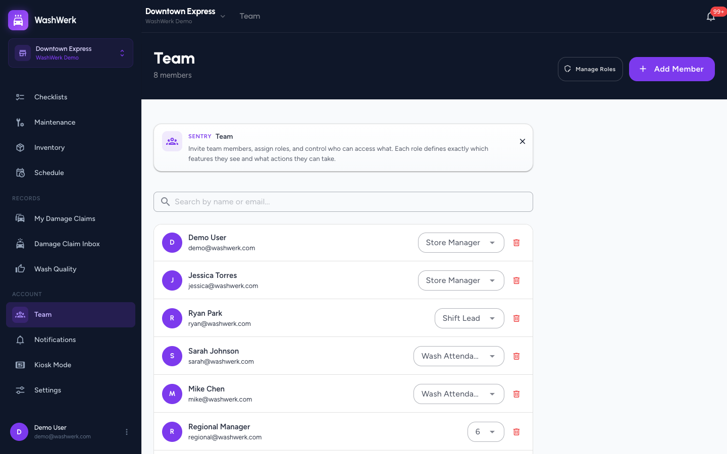 Team list